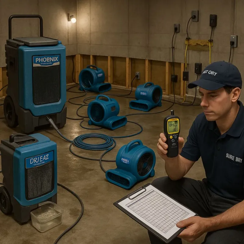 Structural Drying and Dehumidification process in League City, TX